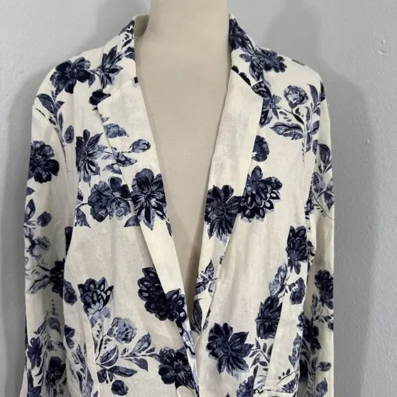 Lush Jacket Womens L Floral Linen Blend Lightweight Boho Maximalist